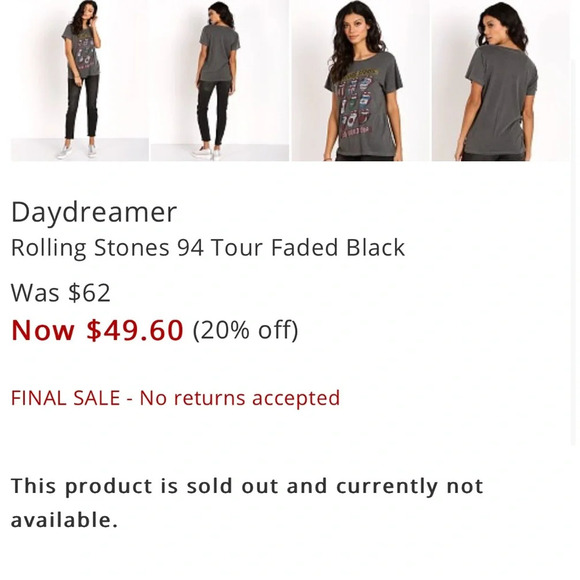 Daydreamer size medium Rolling Stones grey t shirt - Picture 2 of 12